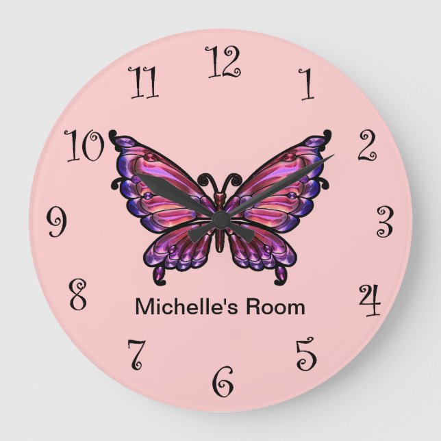 Pink Girly Butterfly Clocks (Front)