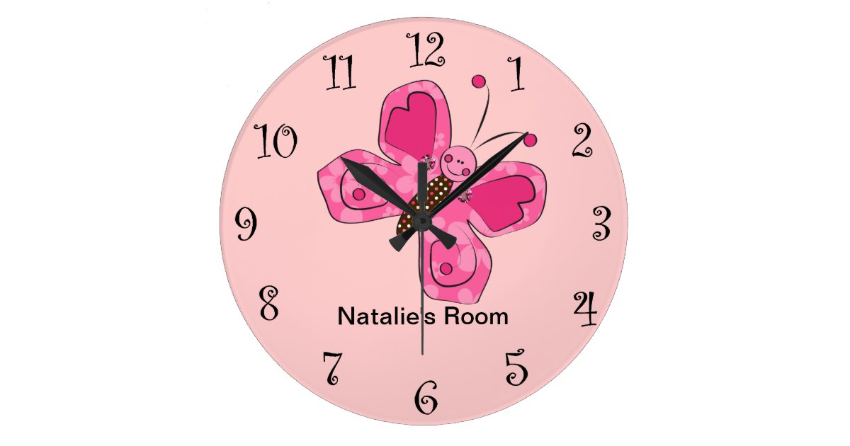 Pink Girly Butterfly Clocks | Zazzle.co.uk