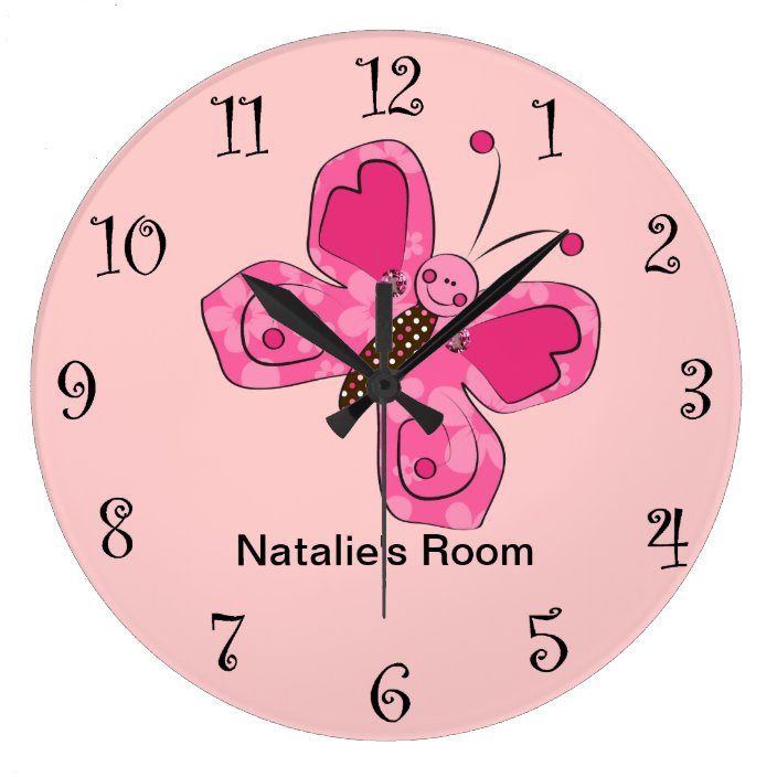 Pink Girly Butterfly Clocks | Zazzle.co.uk