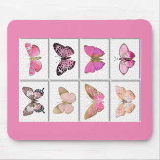 Pink Girly butterfly  Mouse Mat