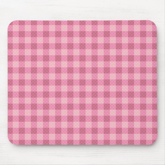 Pink girly chequered carbon fibre patterned mouse mat (Front)