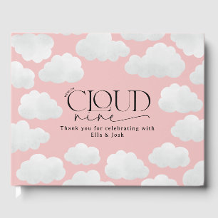 Pink Girly Cloud Nine Baby Shower Modern Minimal Guest Book