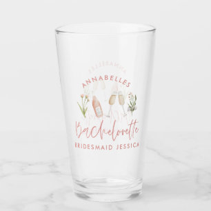 Pink girly cocktail floral watercolor bachelorette glass