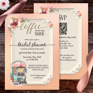 Pink Girly Coffee Bridal Shower Invitation
