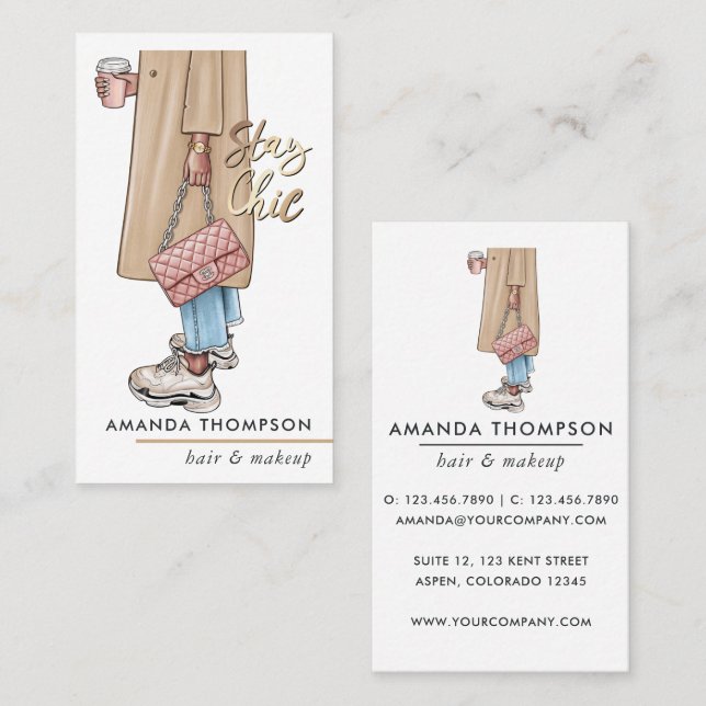 Pink Girly Coffee Chav Business Card (Front/Back)