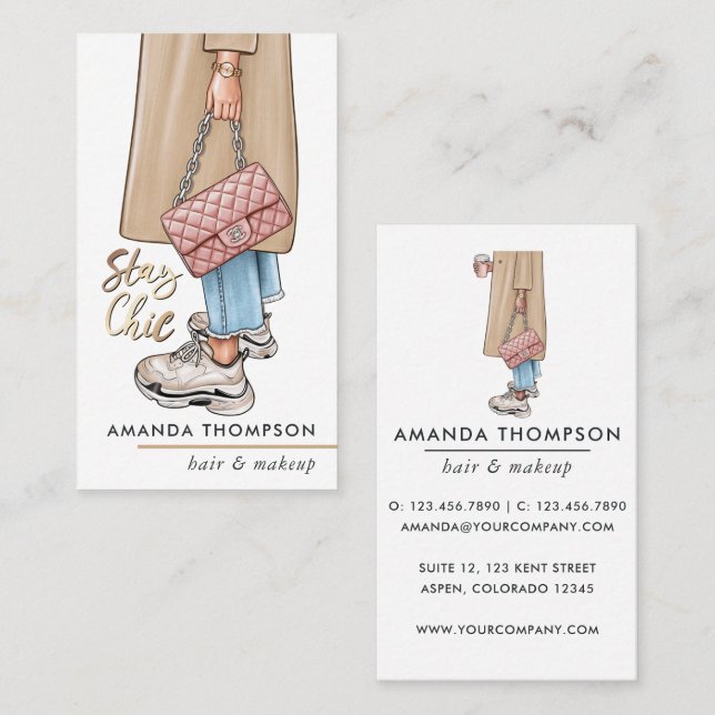 Pink Girly Coffee Chav Business Card (Front/Back)