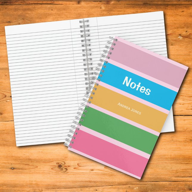 Pink Girly Colourful Monogrammed Full Name Notes Notebook (Creator Uploaded)