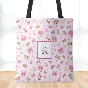 Pink Girly Cowgirl Coquette Pattern Monogram Name Crossbody Bag