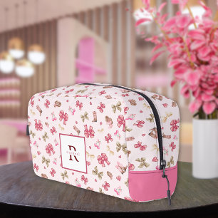 Pink Girly Cowgirl Coquette Pattern Monogram Name Dopp Kit
