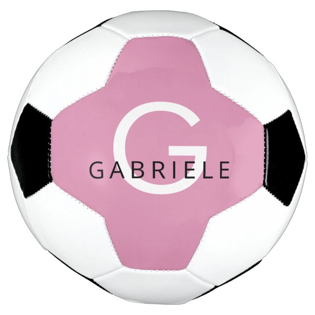 Pink Girly Custom Name and Monogram Letter Football (Rotated)