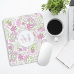 Pink Girly Cute Chic Preppy Paisley Monogram  Mouse Mat<br><div class="desc">This cute paisley print notebook features floral elegant vintage pink paisley, with name monogram initials, a preppy trendy stylish paisley print, a pink green blue flower pattern, a girly girl feminine chic cute, a school office home paper supplies, a modern monogrammed back to school, a computer laptop mouse pad accessories,...</div>