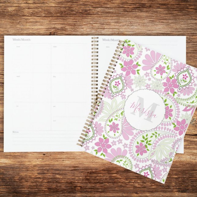 Pink Girly Cute Chic Preppy Paisley Print Pattern Planner (Creator Uploaded)
