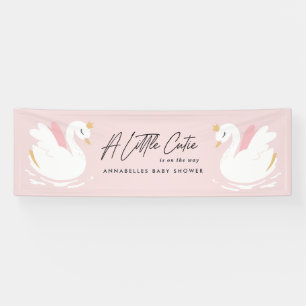 Pink girly cute swan elegant baby shower party banner