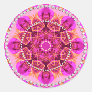 Pink Girly Delight Geometry Mandala Classic Round Sticker
