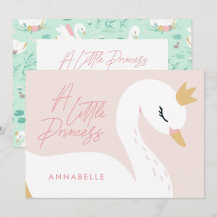 Pink girly elegant cute beautiful swan children's invitation