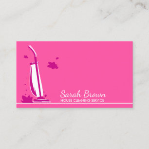 Pink Girly Elegant House Cleaning Vacuum Cleaner Business Card