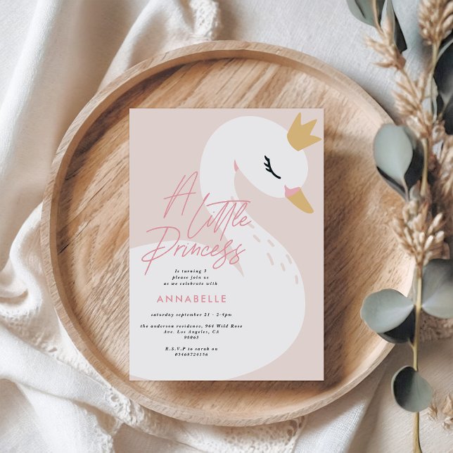 Pink girly elegant photo beautiful swan children i invitation (Creator Uploaded)