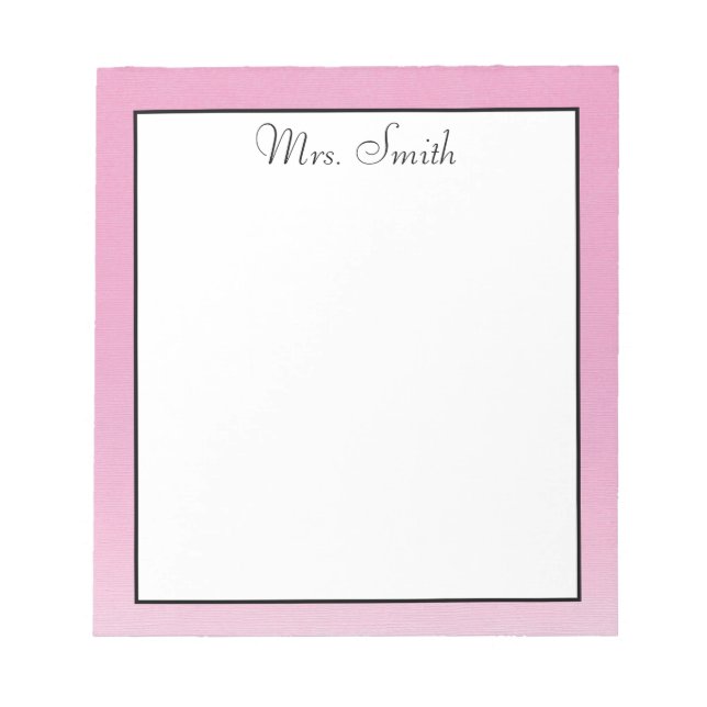 Pink Girly Elegant With Name  Notepad (Front)