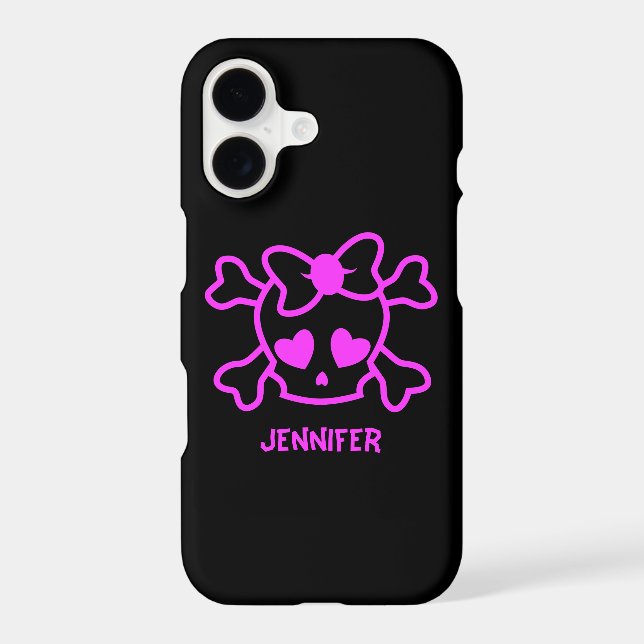 Pink girly emo skull with bow (Back)