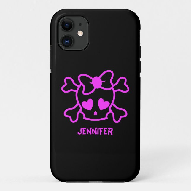 Pink girly emo skull with bow Case-Mate iPhone case (Back)