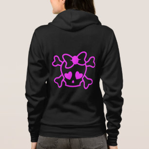 Pink girly emo skull with bow name teenage hoodie
