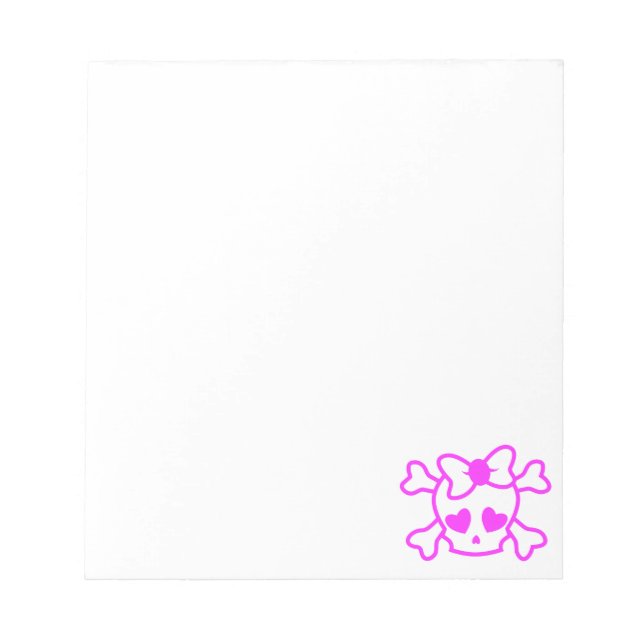 Pink girly emo skull with bow notepad (Front)