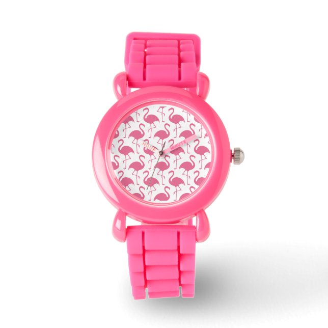 Pink Girly Flamingo Style Watch (Front)