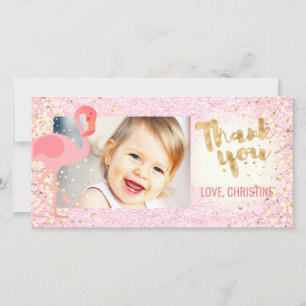 pink girly flamingo tropical thank you