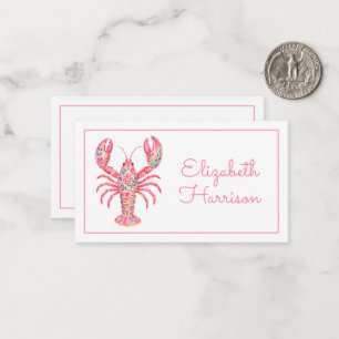 Pink Girly Floral Lobster Personalised Card