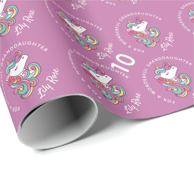 Pink Girly Floral Unicorn Magical  Wrapping Paper (Roll Corner)