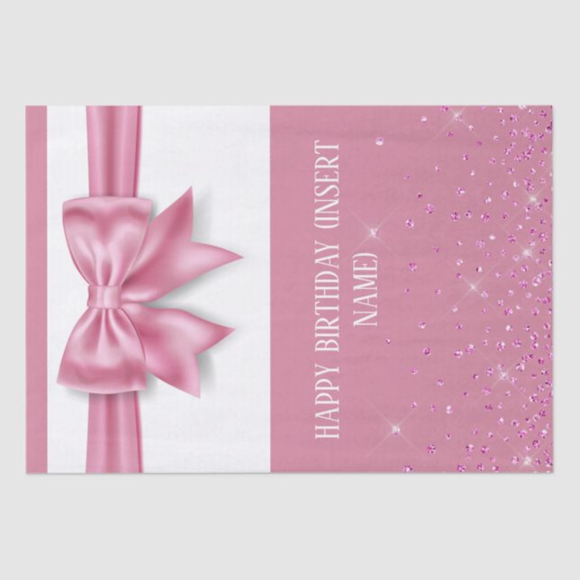 Pink girly girls birthday anniversary glitter glam tissue paper (Front)