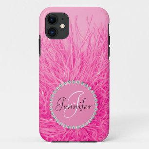 Pink Girly Glam Pretty Monogram Name Personalise iPhone 11 Case