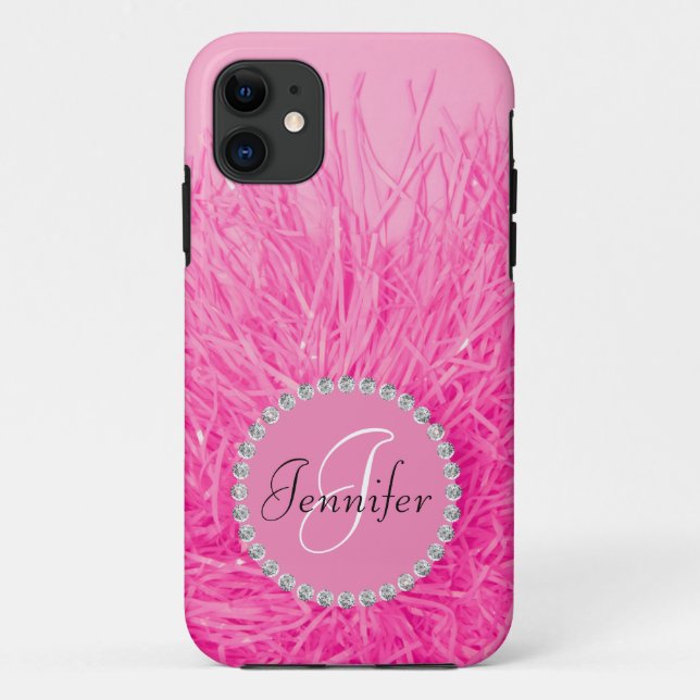Pink Girly Glam Pretty Monogram Name Personalise Case-Mate iPhone Case (Back)