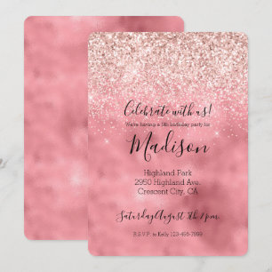 Pink Girly Glam Sparkle Glitter Invitation