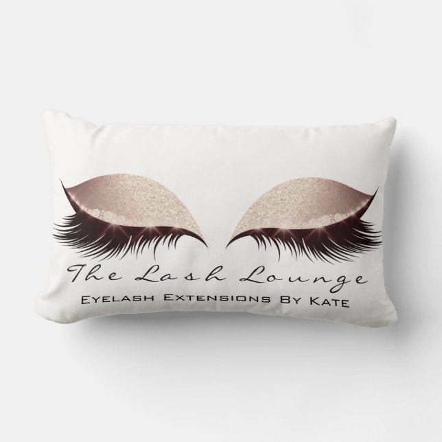 Pink Girly Glitter Makeup Lash Eye Princess Blush Lumbar Cushion (Front)