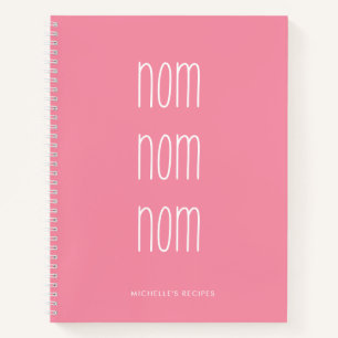 Pink Girly Handwritten Nom Nom Cooking Recipe Notebook