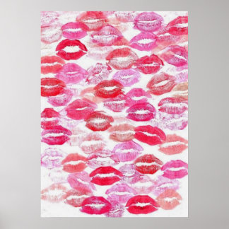 Pink Girly Kisses Poster