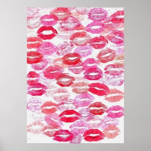 Pink Girly Kisses Poster (Front)