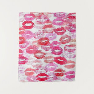 Pink Girly Kisses Tapestry
