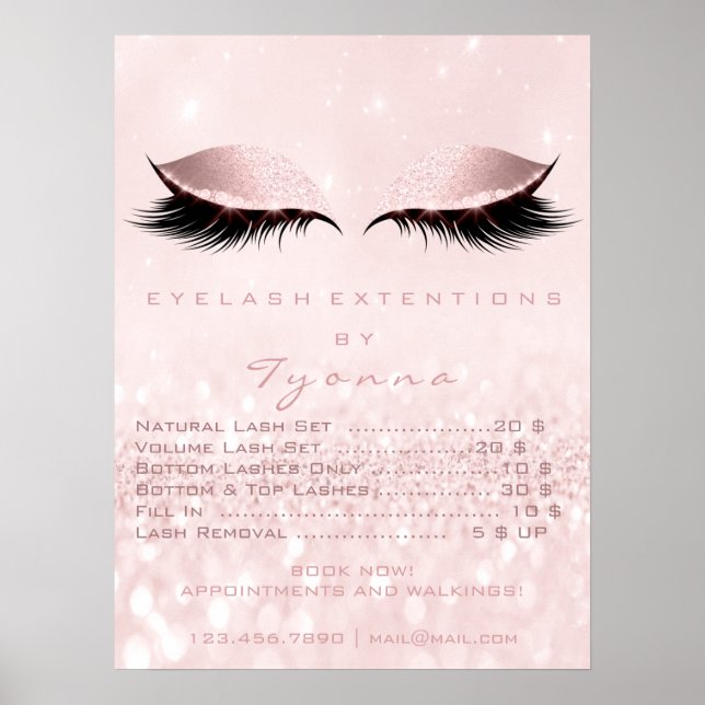Pink Girly Makeup Eyes Lashes Extension Prices Poster (Front)