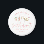 Pink girly modern champagne bachelorette stylish magnet<br><div class="desc">Pink girly modern champagne and cocktails bachelorette party favour magnet</div>