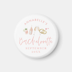 Pink girly modern champagne bachelorette stylish magnet