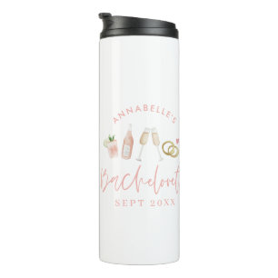 Pink girly modern champagne bachelorette stylish thermal tumbler