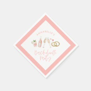 Pink girly modern cocktail script bachelorette nap napkin