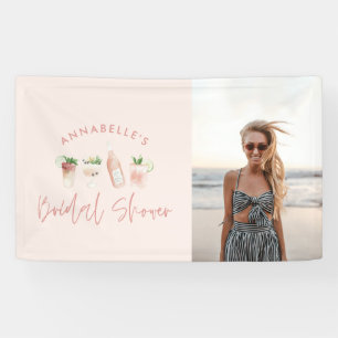 Pink girly modern drink bachelorette party photo banner