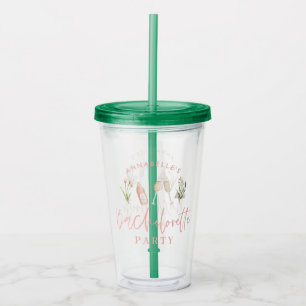 Pink girly modern drinks bachelorette party beach  acrylic tumbler
