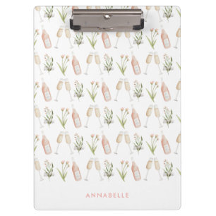 Pink girly modern drinks bachelorette party beach  clipboard