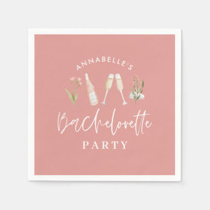 Pink girly modern drinks bachelorette party napkin