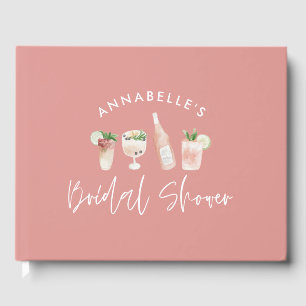 Pink girly modern drinks bridal shower guest book