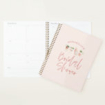 Pink girly modern drinks bridal shower planner<br><div class="desc">Pink girly modern scriptdrinks cocktail bridal shower weeding or party design.</div>
